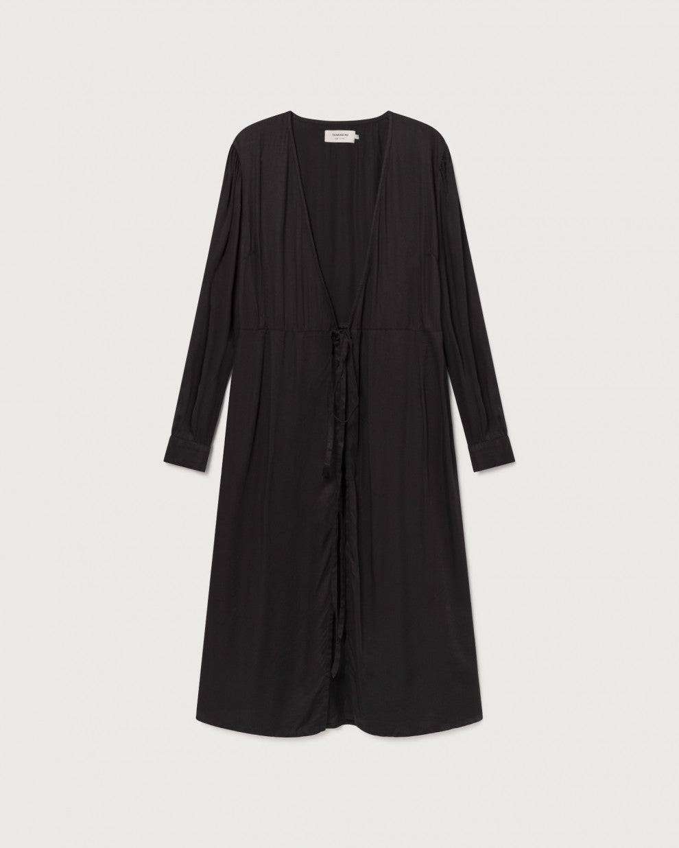 CAMILLE Long-Sleeve Dress In Black Tencel