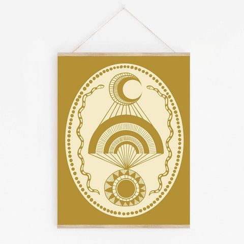 Moon Over Sun Golden Art Print