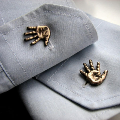 Hand Cufflinks Bronze