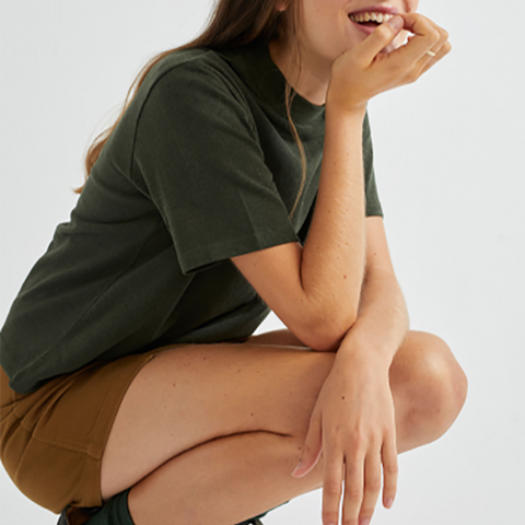 Dark Green Hemp + Organic Cotton Aidin T-Shirt