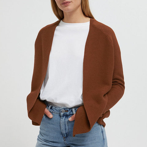 Maashaa Brown Knitted Cardigan in Organic Cotton Size L