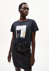 Nelaa T-Shirt Water Graphics Dark Blue Organic Cotton Size XL