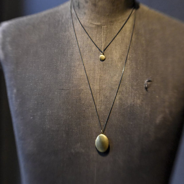 Vintage Large Locket Necklace Brushed Brass Wild Arrow