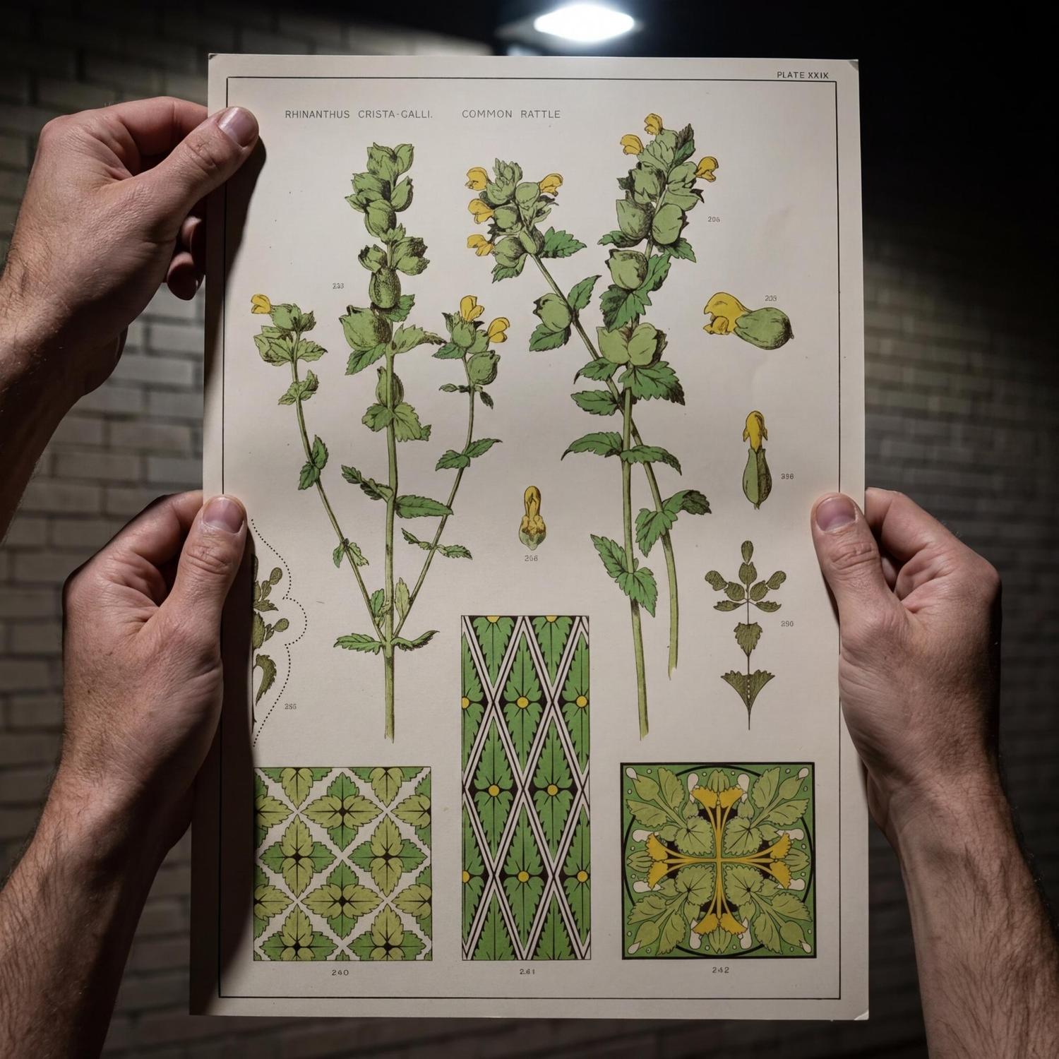 Botanical And  Pattern Art Print Held Up With Hands