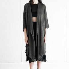 Bamboo Robe Grey, Hand Knitted