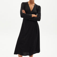 CAMILLE Long-Sleeve Dress In Black Tencel