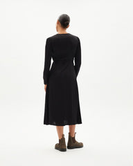 CAMILLE Long-Sleeve Dress In Black Tencel