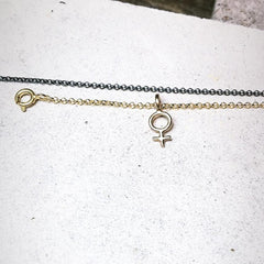 Minna Tiny Feminist Chain Dangle Earring Silver or Bronze