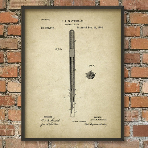 Fountain Pen 1884 Patent Print (A4)