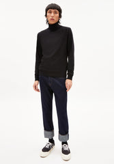 Glaan Knitted Turtleneck Sweater Black Organic Cotton
