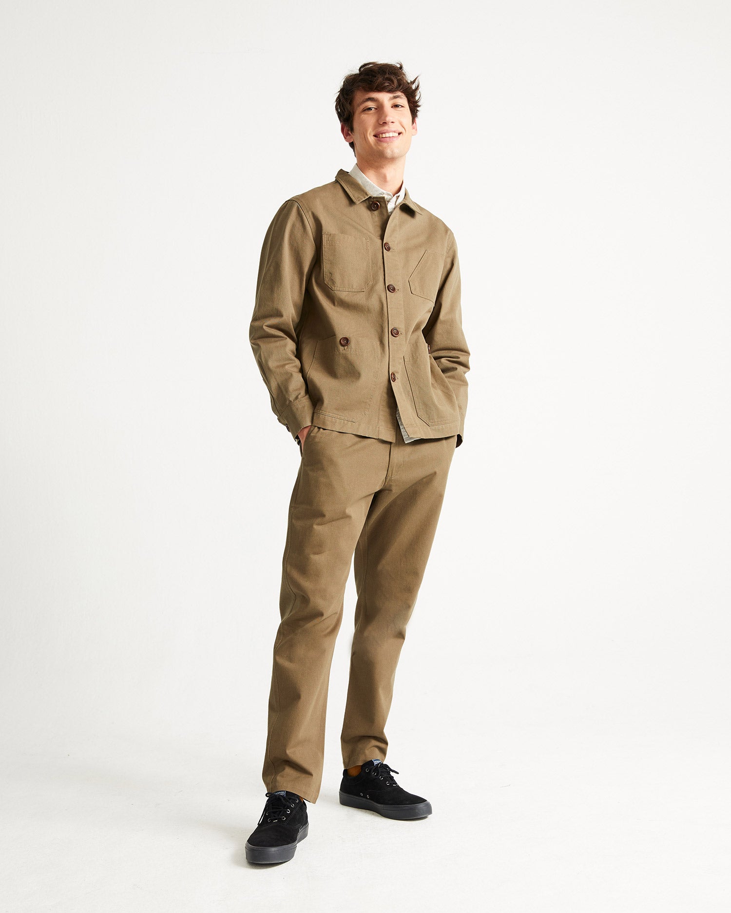 James Jacket In Olive Green Organic Cotton Size S