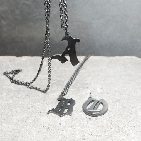 Gothic Alphabet Initial Necklace Oxidized Silver made by Kajsa Åman – Wild  & Arrow