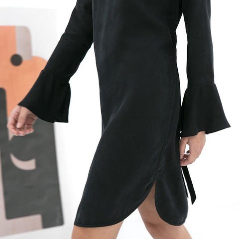 Melina Vegan Silk Dress, Black Size S