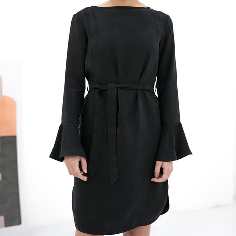 Melina Vegan Silk Dress, Black Size S