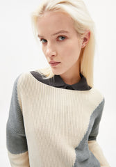 Mibaa Block Stripe Knitted Sweater Undyed/Grey Organic Cotton Size XL