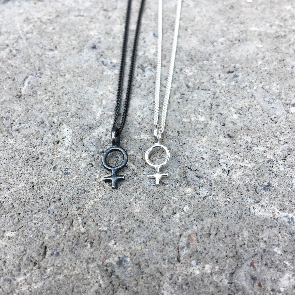 Minna Feminist Tiny Charm Necklace Silver