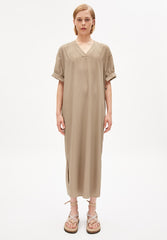 Nerisaa Black Short Sleeve Maxi Dress In Tencel