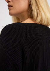 Raachela Black Knitted Sweater in Organic Cotton