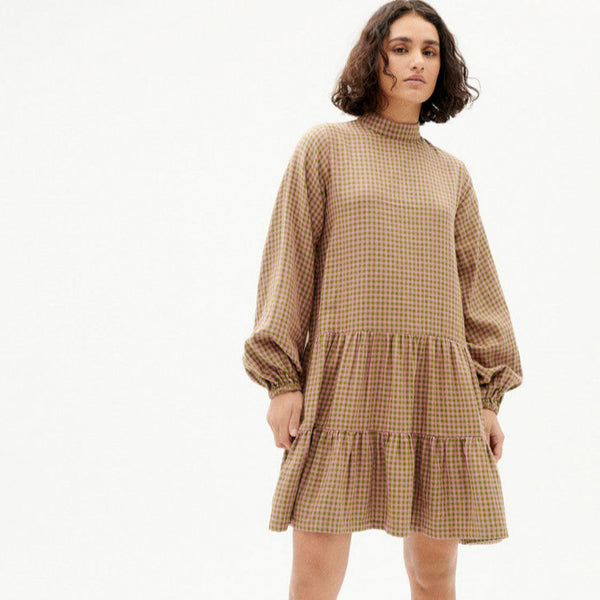 Pink Vichy Liliana Dress Organic Cotton, Sizes S, L, XL