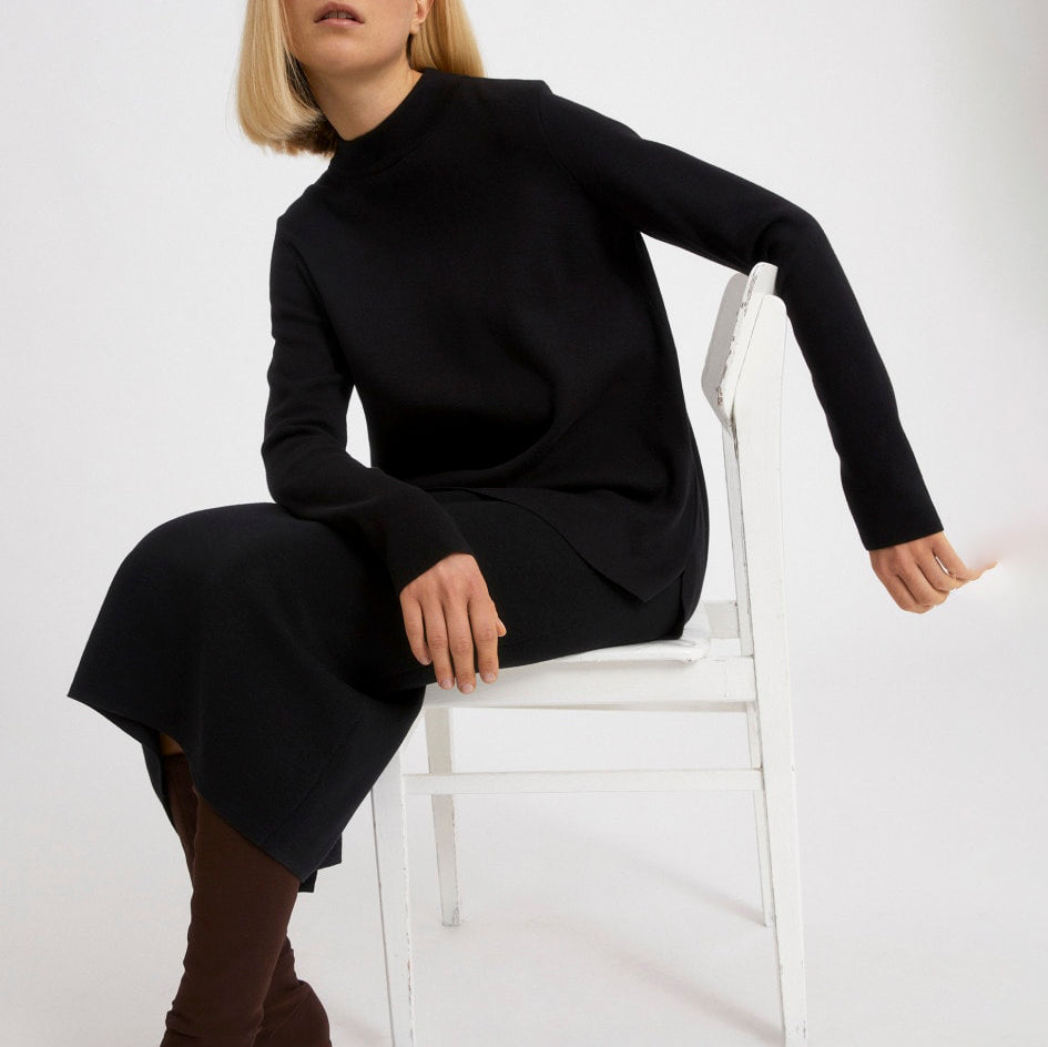 Seldaa Black Knitted Sweater in Organic Cotton