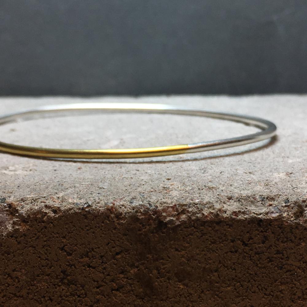 Loop Bangle Bracelet Silver & Brass / Copper