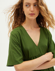 Fresia Dress In Green Hemp & Tencel