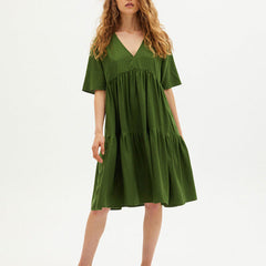 Fresia Dress In Green Hemp & Tencel