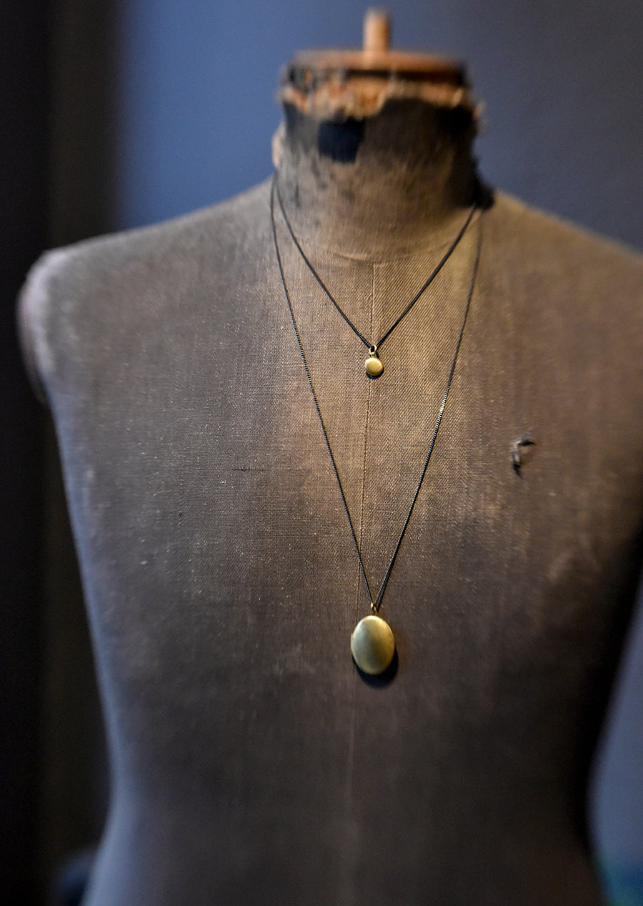 Vintage Large Locket Charm Lariat Style Necklace