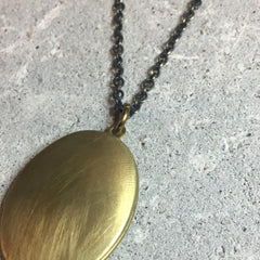 Vintage Medium size Locket Necklace Brushed Brass pendant