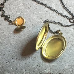 Vintage Medium size Locket Necklace Brushed Brass pendant