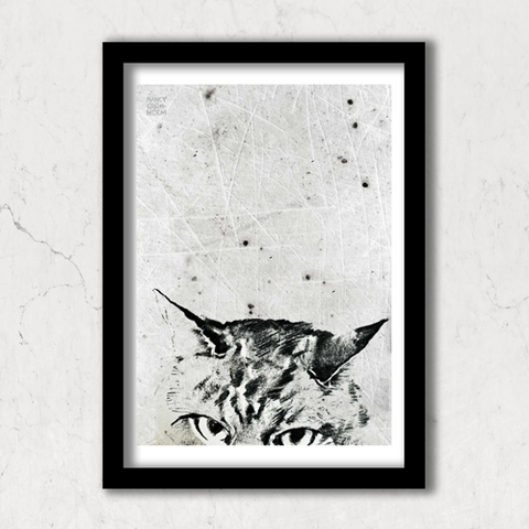 Walls Have Ears, Cat Art Print (A4 / A3)
